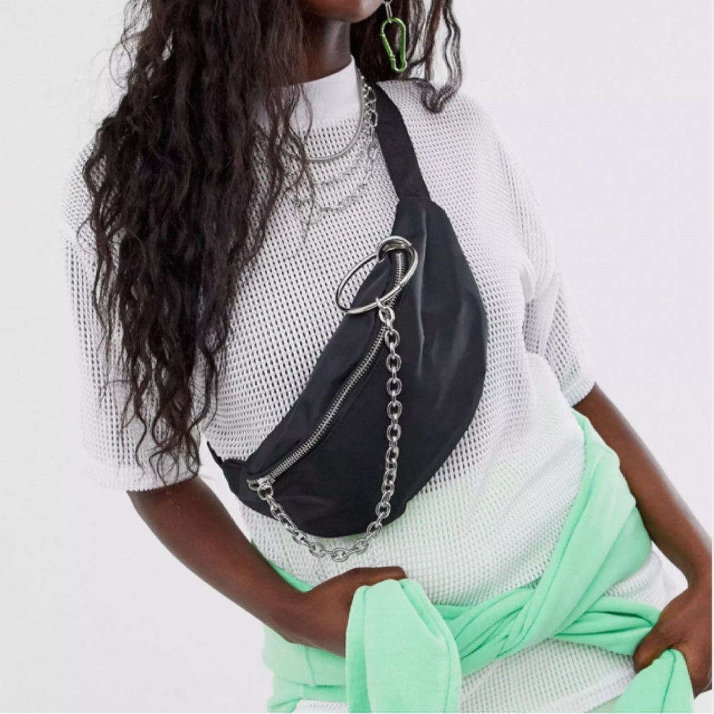 ASOS Ring Chain Fanny Pack Crossbody Black